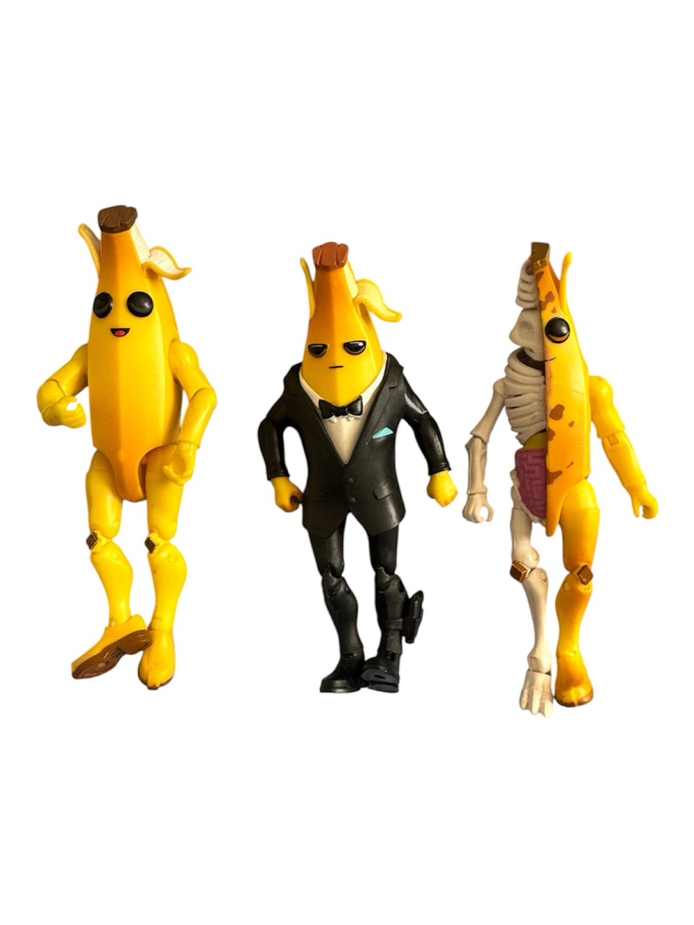 Fortnite Peely Banana Lot (3) 5” Figures Standard Peely Agent Tuxedo Peely Bone